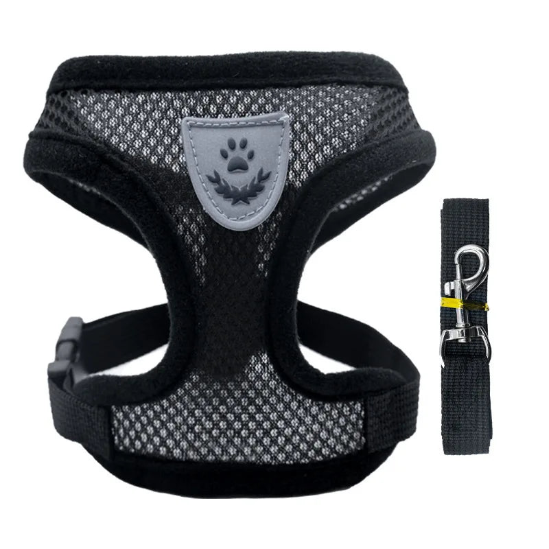 Katzengeschirr Weste Laufleine für Welpen Hundehalsband Polyester Verstellbares Mesh-Hundegeschirr für kleine und mittelgroße Haustiere Zubehör