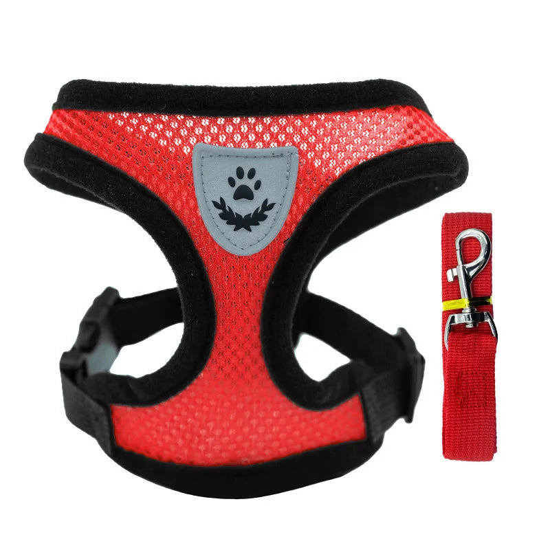 Katzengeschirr Weste Laufleine für Welpen Hundehalsband Polyester Verstellbares Mesh-Hundegeschirr für kleine und mittelgroße Haustiere Zubehör