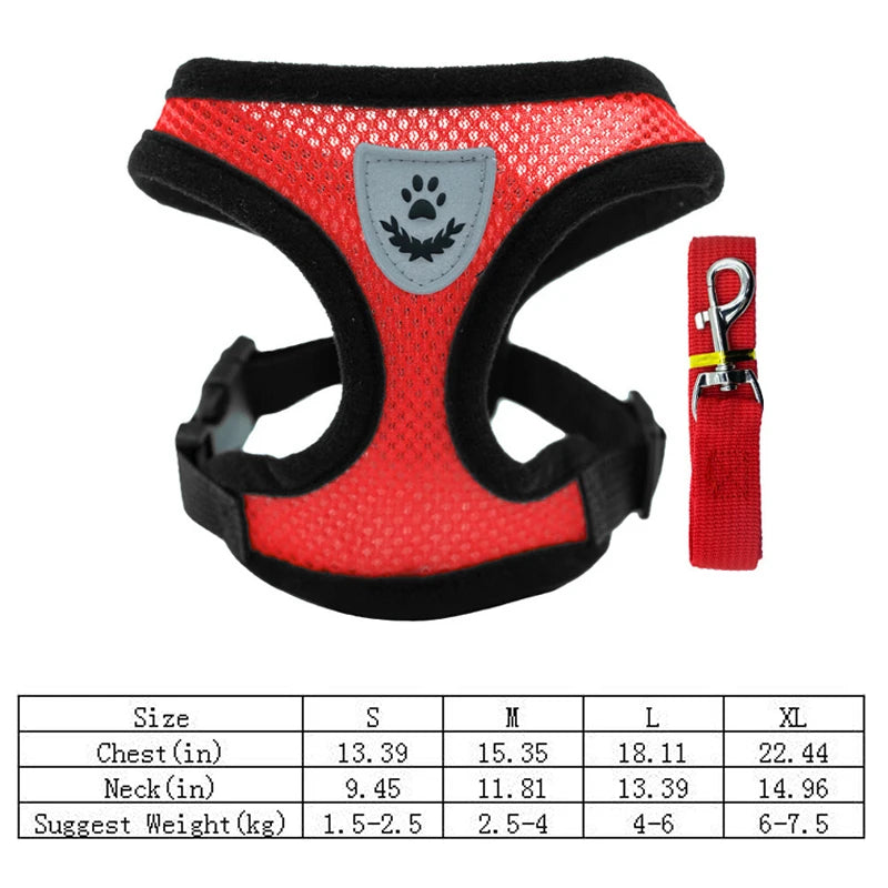 Katzengeschirr Weste Laufleine für Welpen Hundehalsband Polyester Verstellbares Mesh-Hundegeschirr für kleine und mittelgroße Haustiere Zubehör