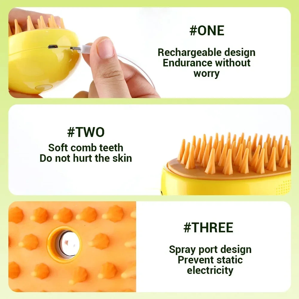 Dampfbürste für Hunde und Katzen, Dampfbürste, elektrischer Sprüher für Massage, Haustierpflegewerkzeug, Haarausfall, 3-in-1-ElektDog Cat Steamy Brush Steam Brush Electric Sprayer for Massage Pet Grooming Tool Shedding 3 in 1 Electric Sprays Massage Combs