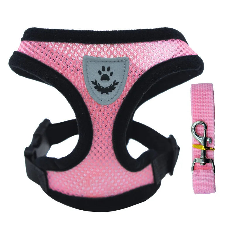 Katzengeschirr Weste Laufleine für Welpen Hundehalsband Polyester Verstellbares Mesh-Hundegeschirr für kleine und mittelgroße Haustiere Zubehör